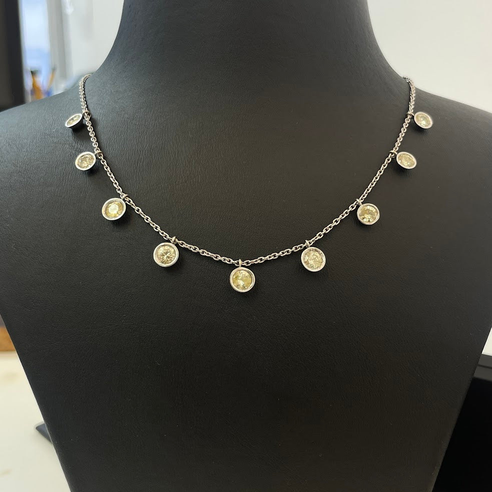 שרשרת זהב לבן 14K משובצת יהלומים טבעיים 3.25 קראט צבע I-J נקיון VS-SI מק"ט 421