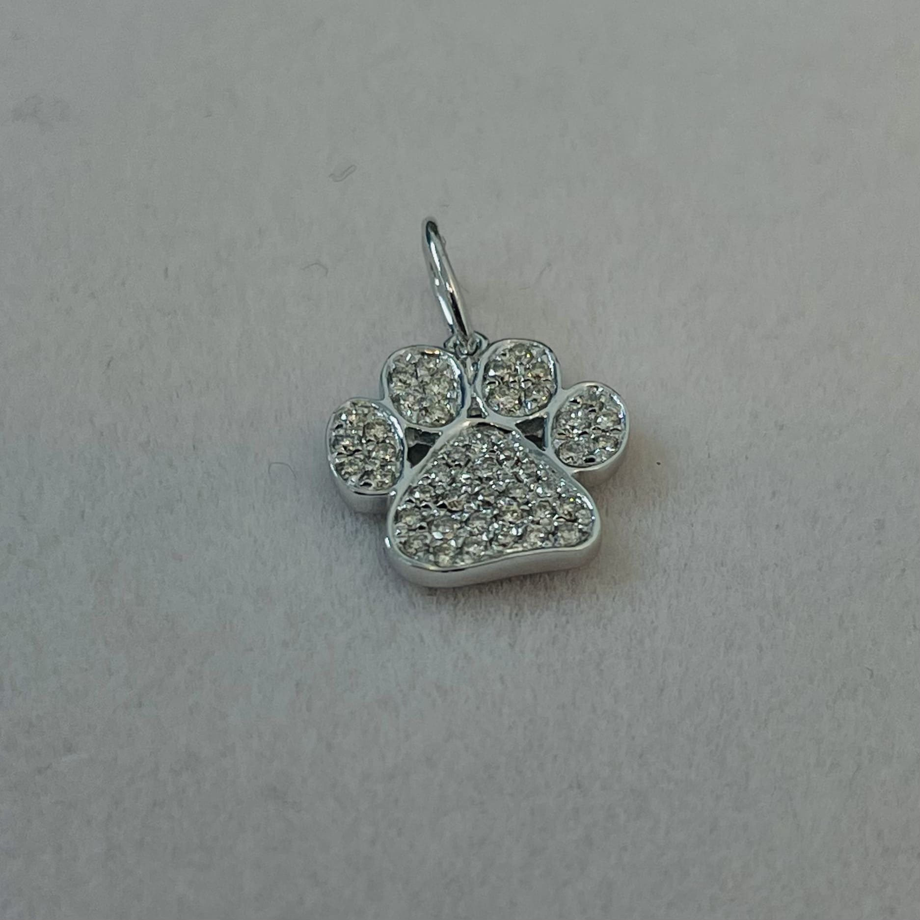 תליון ״כף אריה״ משובץ יהלומים טבעיים 0.13 קראט צבע F ניקיון VS-SI זהב 14K לבן מק"ט 785