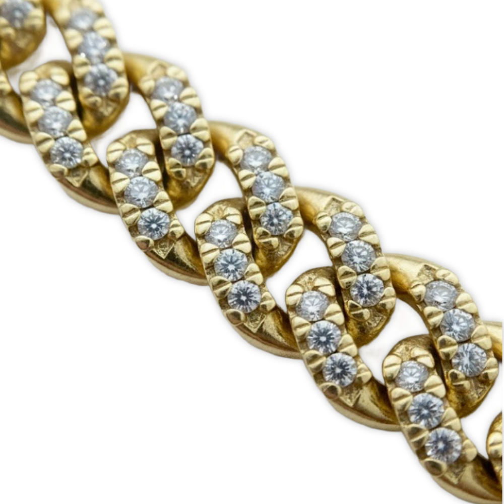 שרשרת חוליות קובנית זהב 14K יהלומים 5.00 קראט מק״ט 215