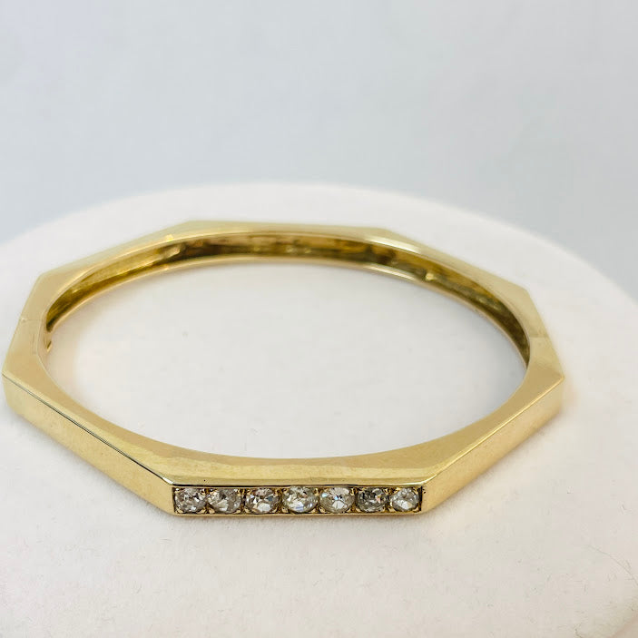 צמיד מתומן קשיח זהב צהוב 14K משובץ 1.20 קראט יהלומים טבעיים צבע F נקיון VS מק"ט 268