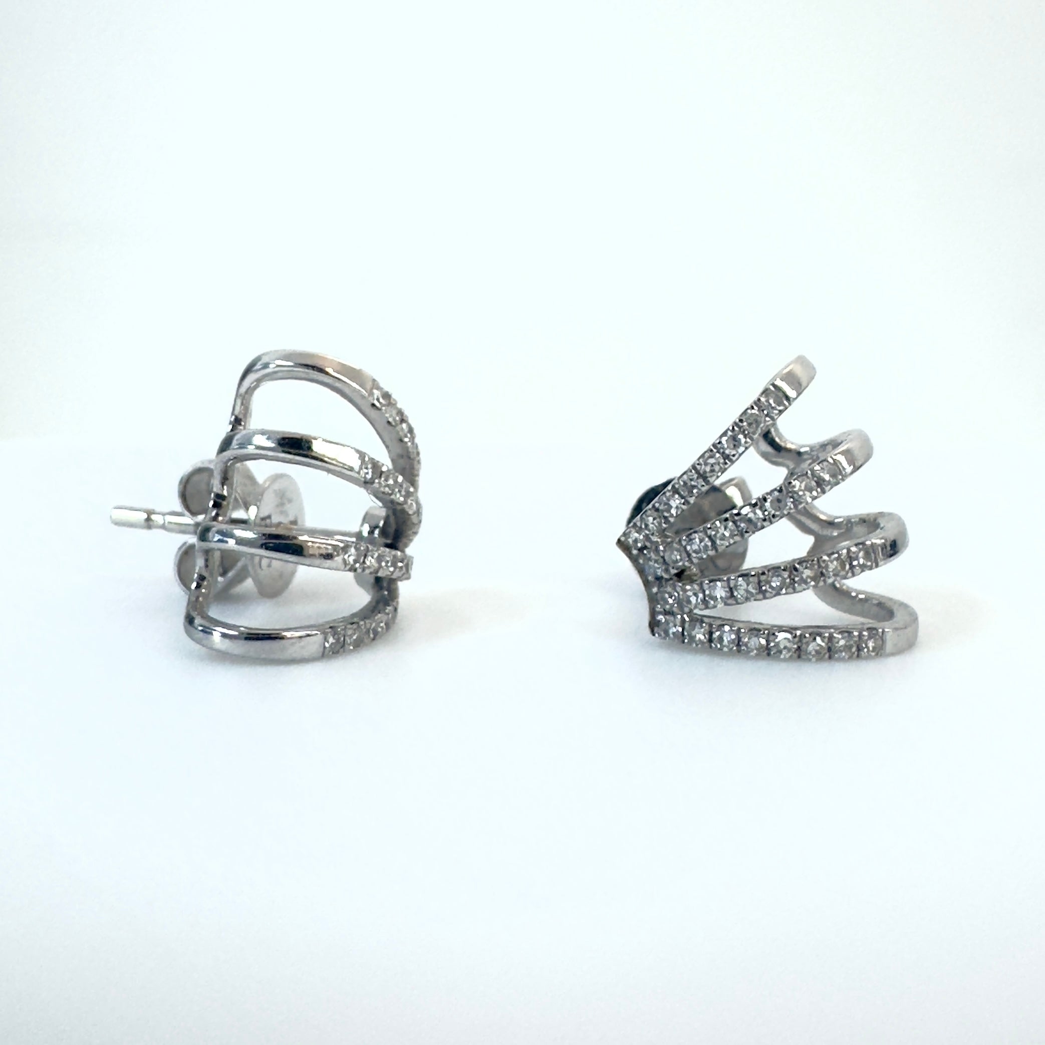 עגילי 4 שורות יהלומים טבעיים 0.35 קראט צבע F ניקיון VS זהב 14K מק״ט 277