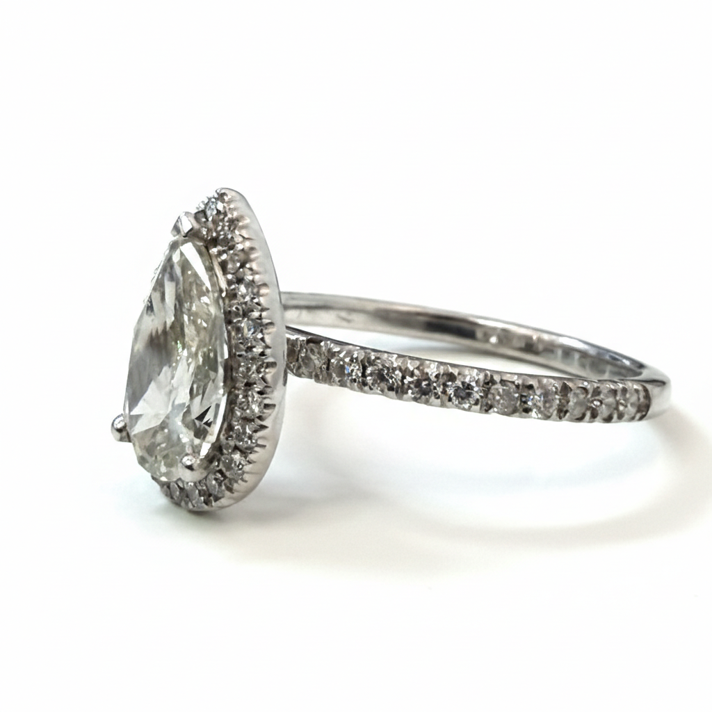 טבעת זהב 14K יהלום טיפה טבעי 1.25 קראט מק״ט E301