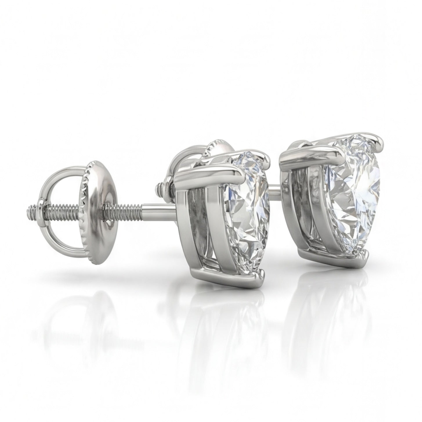 עגילי זהב 14K לבן יהלום לב טבעי 0.70 קראט מק״ט 1015