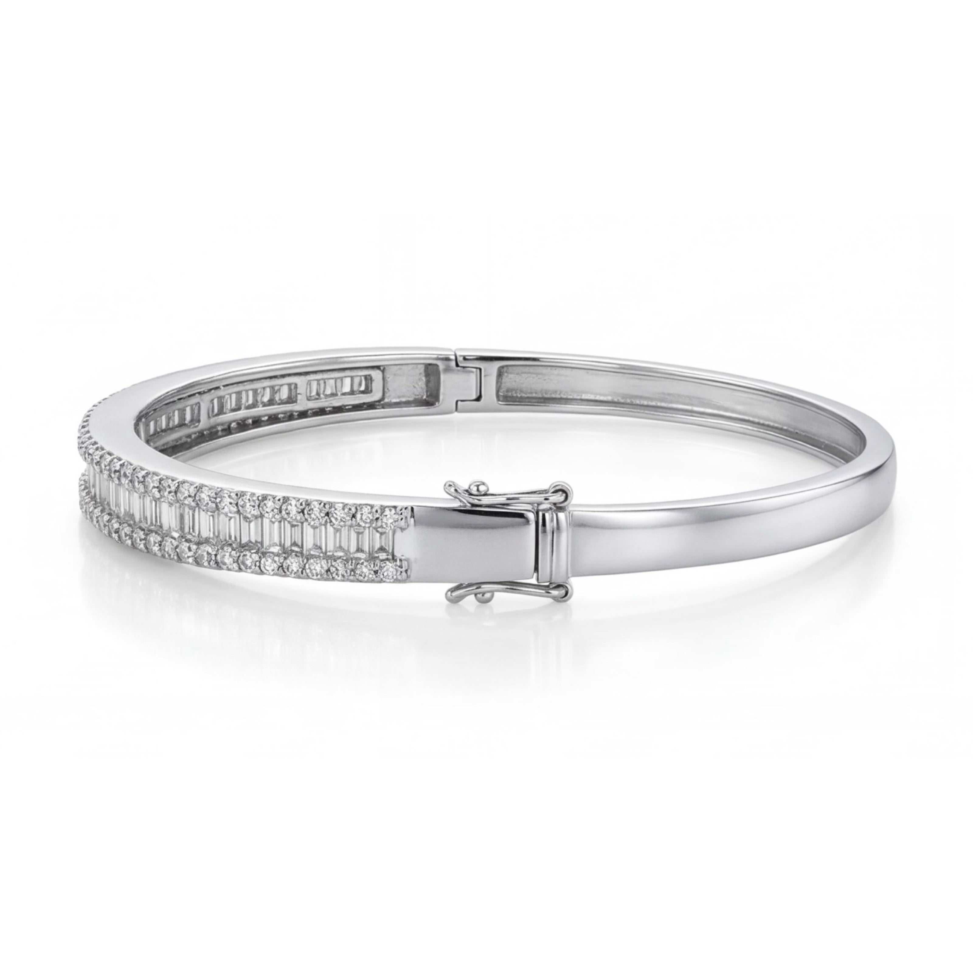 צמיד קשיח זהב 14K לבן יהלומים טבעיים 3.00 קראט מק״ט 928