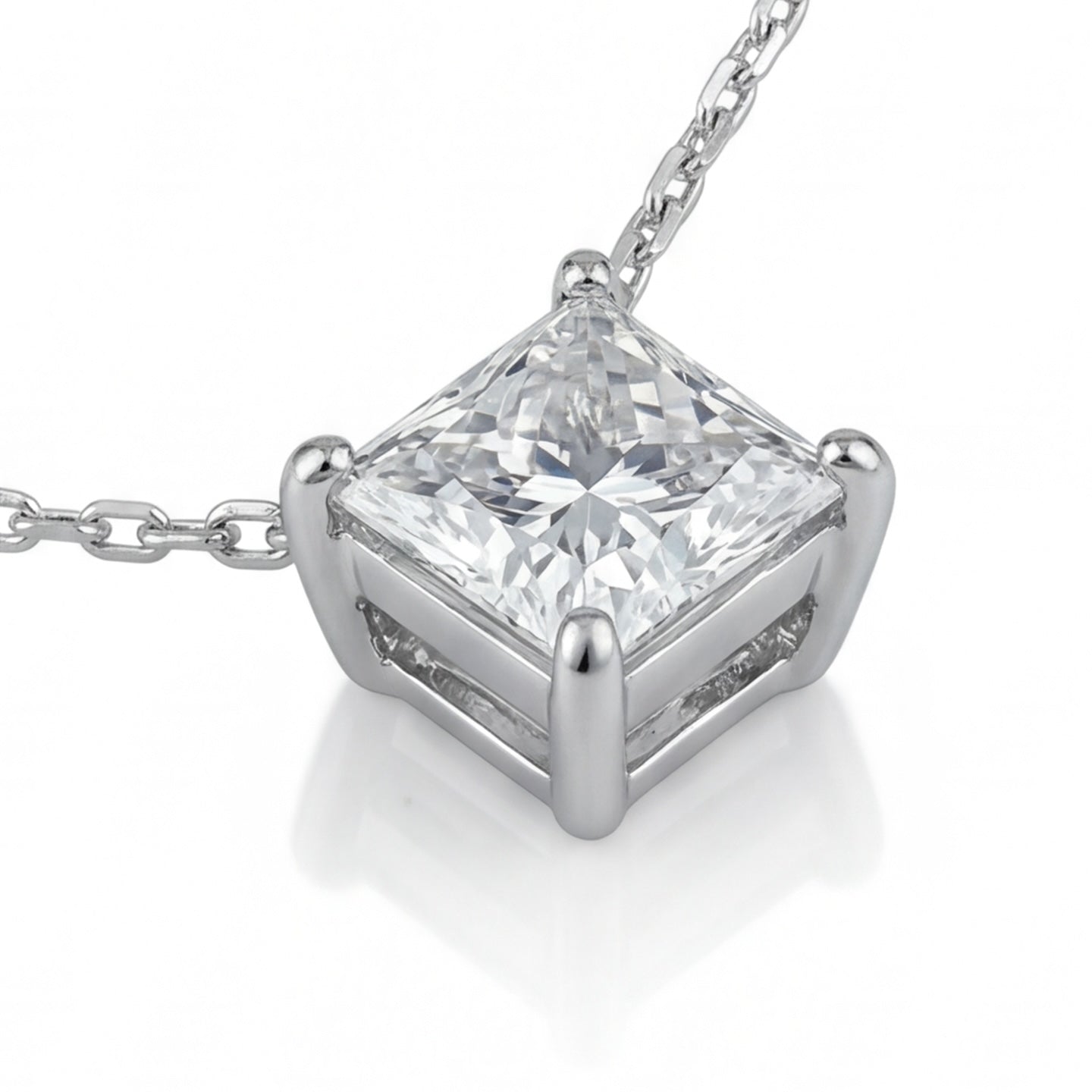 שרשרת זהב 14K לבן יהלום פרינסס טבעי 0.66 קראט מק״ט 1011