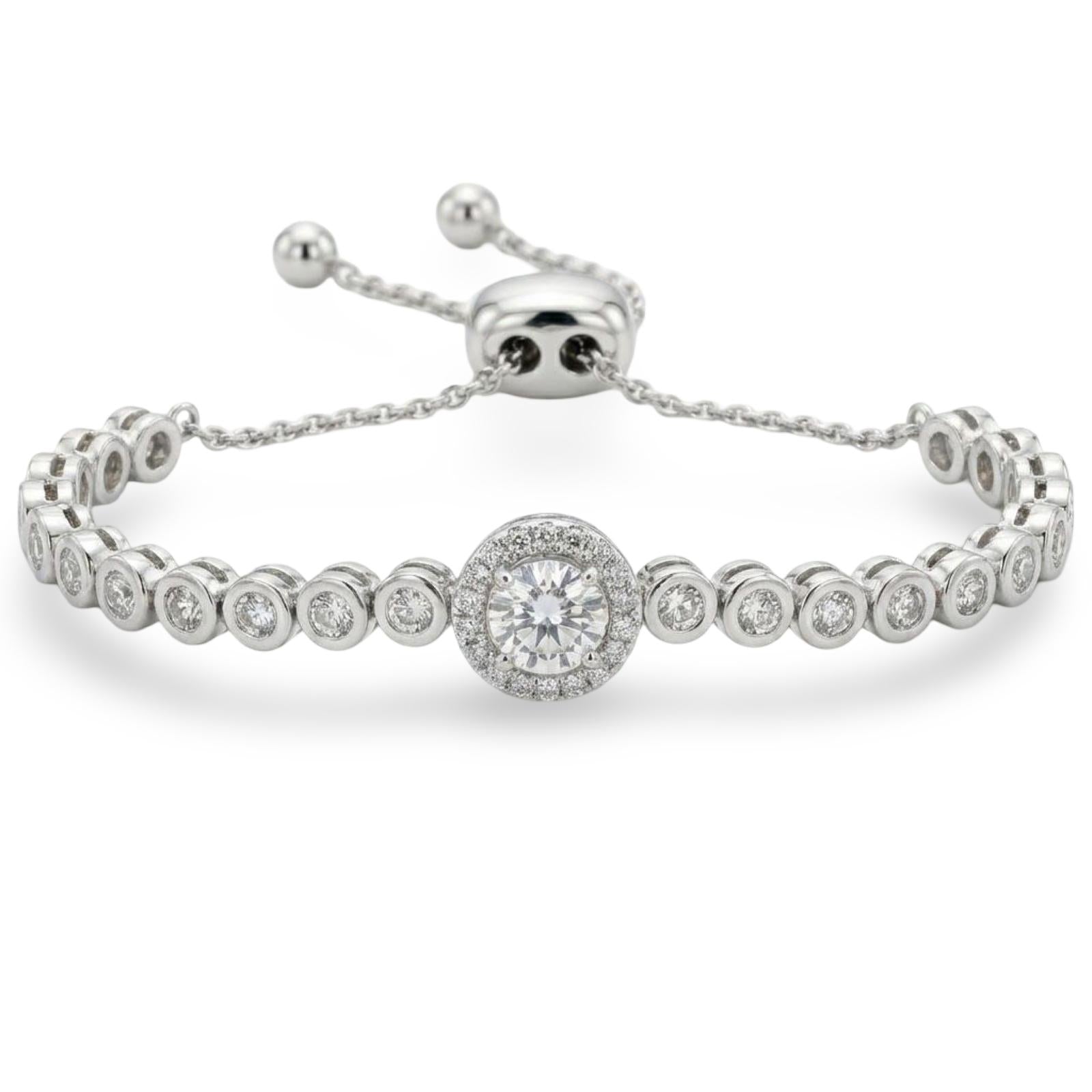 צמיד חצי טניס יהלומים טבעיים 0.91 קראט צבע H ניקיון VS זהב לבן 14K מק״ט Y38