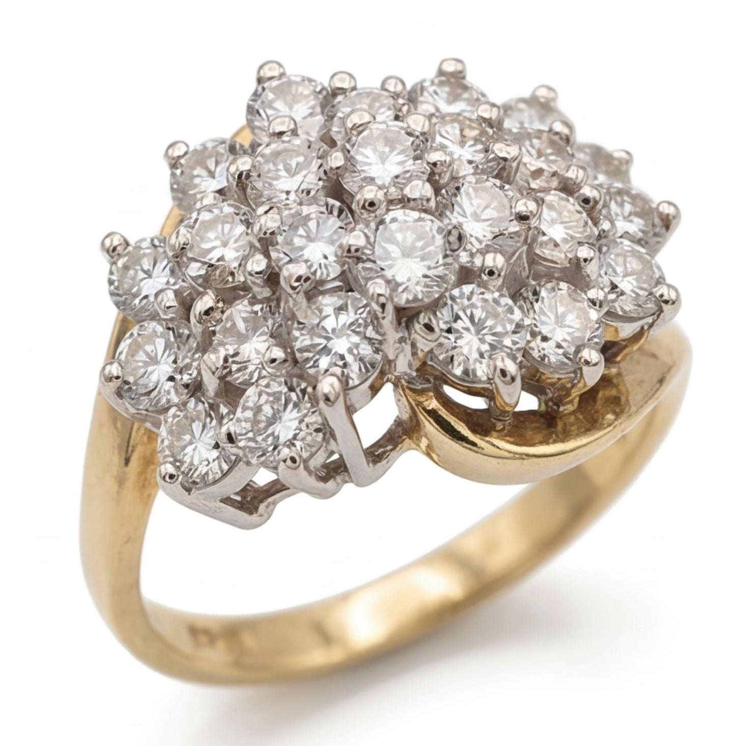טבעת זהב 14K צהוב קלאסטר יהלומים 1.50 קראט מק״ט 946