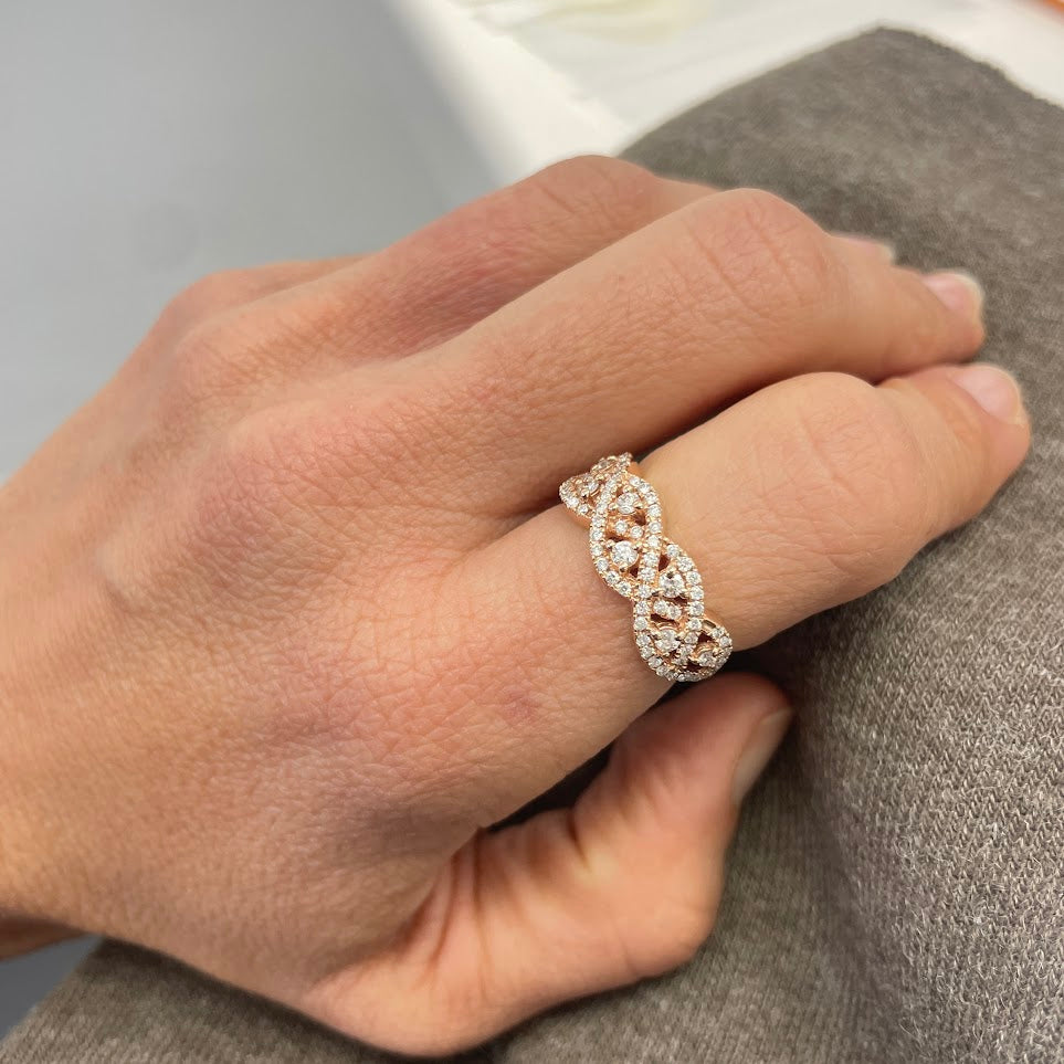 טבעת רוז גולד 14K יהלומים 0.85 קראט מק״ט 6