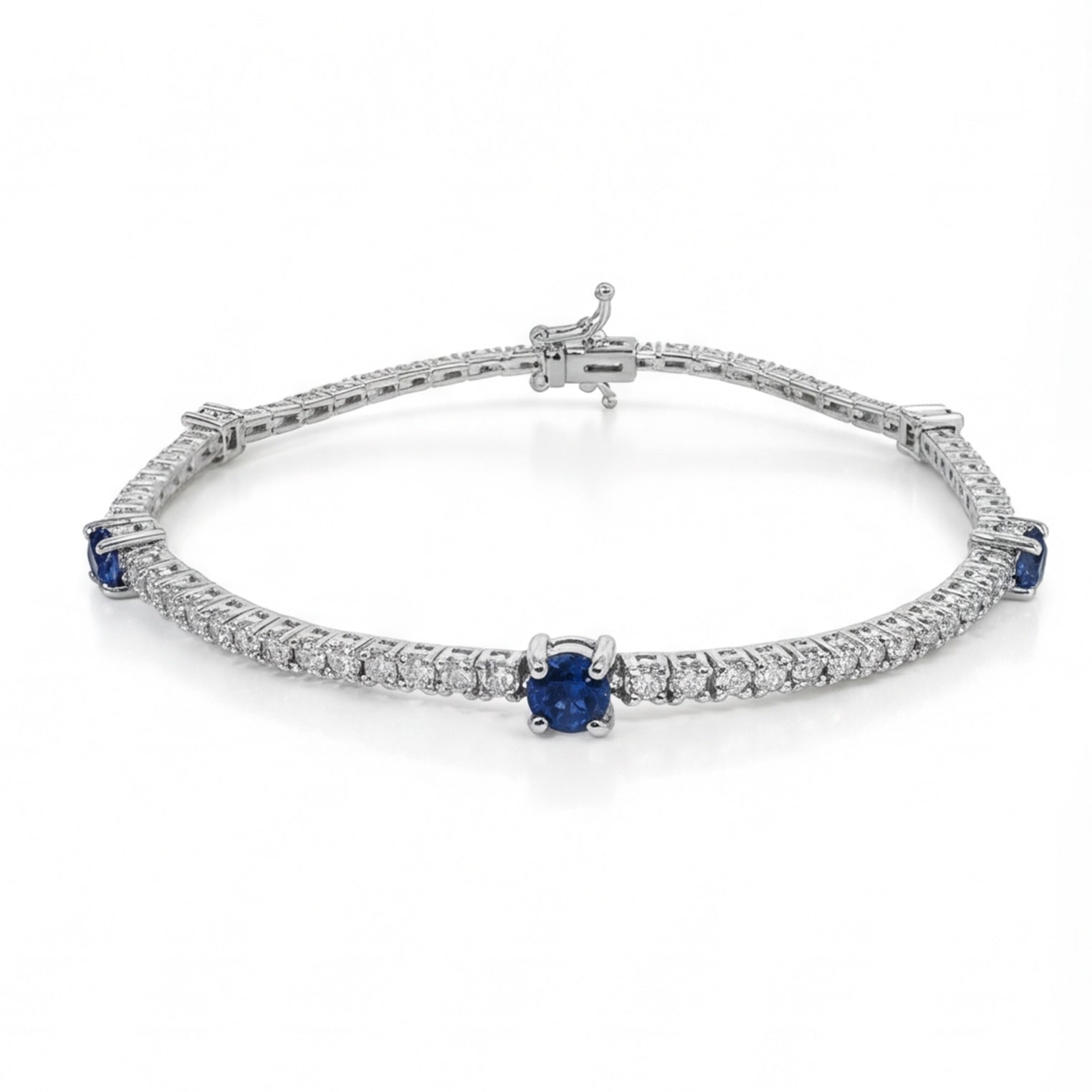 צמיד טניס זהב 14K יהלומים ואבני ספיר 1.75 קראט מק״ט 1016