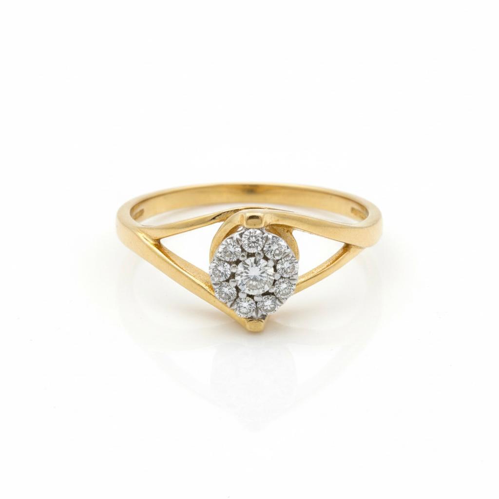 טבעת זהב 14K פרח יהלומים 0.16 קראט מק״ט MN15