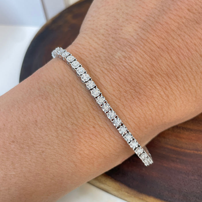 צמיד טניס זהב לבן 14K משובץ 1.30 קראט יהלומים טבעיים צבע F נקיון VS מק"ט 483