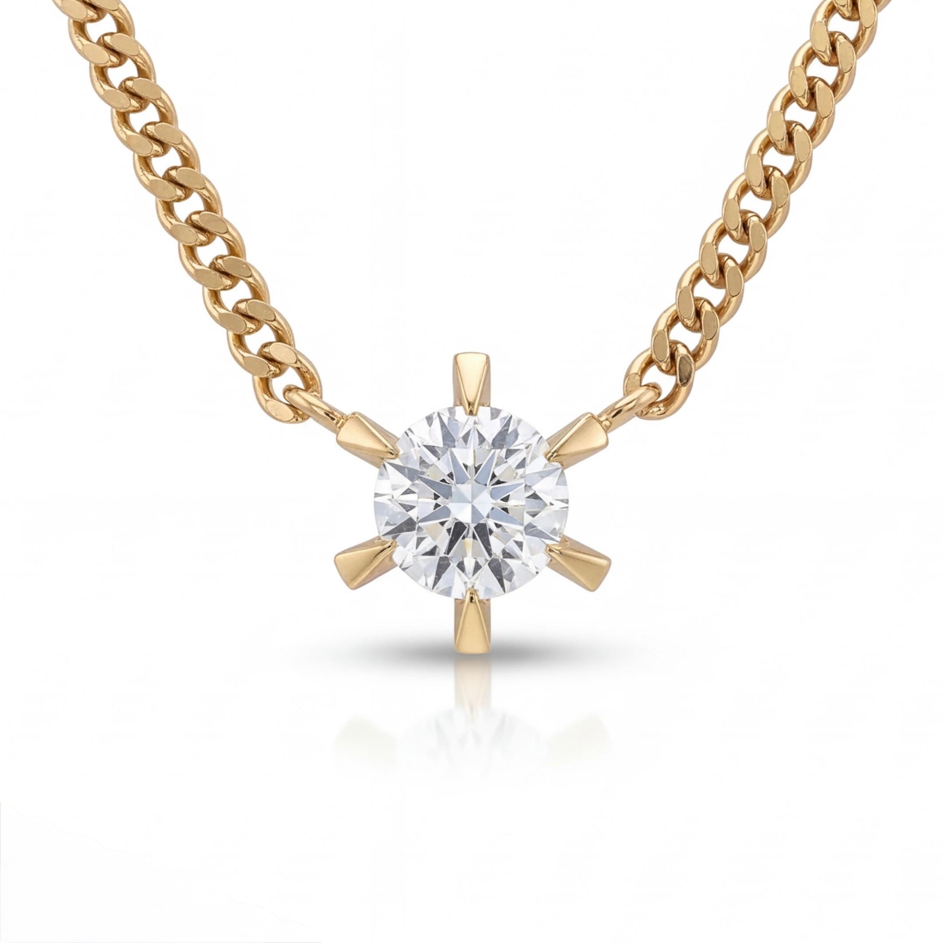 שרשרת זהב 18K צהוב יהלום 0.57 קראט שיבוץ שמש מק״ט 867