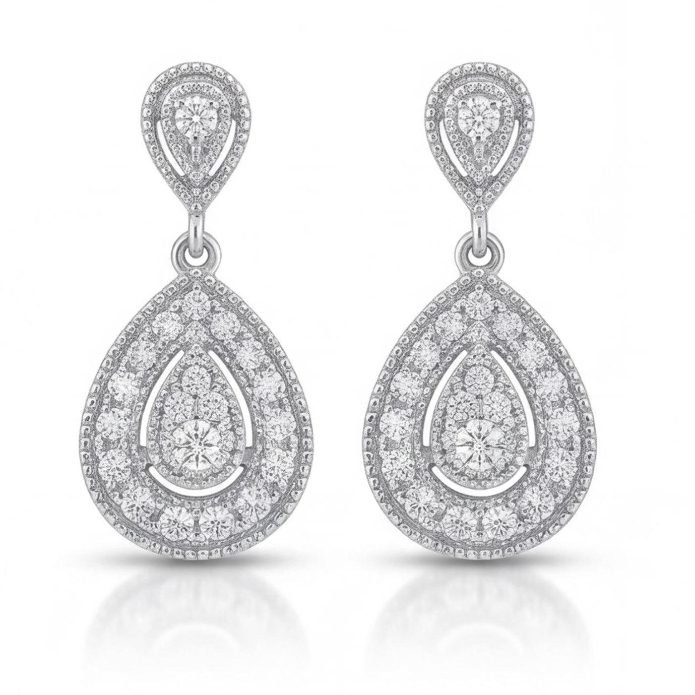 עגילי טיפה זהב 14K לבן יהלומים טבעיים 0.50 קראט מק״ט 994