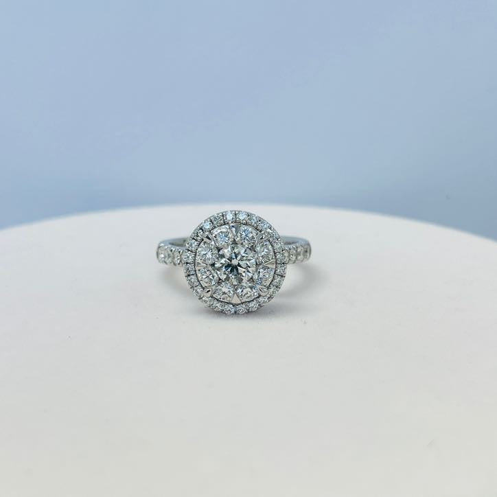 טבעת יהלומים טבעיים 1.85 קראט צבע D ניקיון VS זהב 14K לבן מק״ט 572