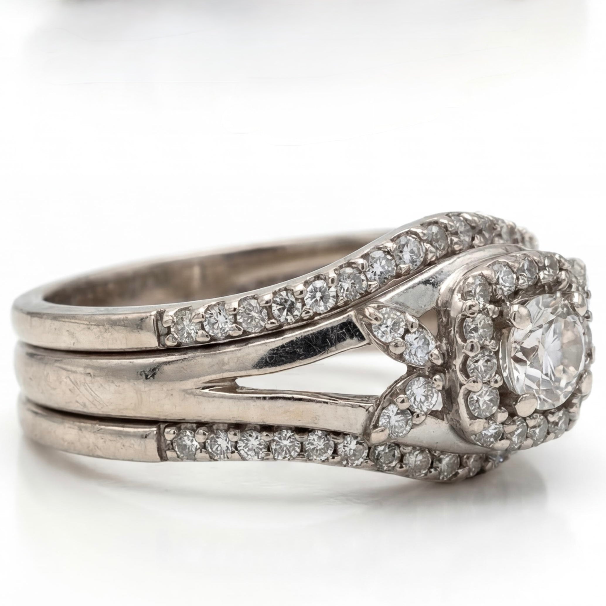 טבעת זהב 9K לבן יהלומים 0.60 קראט מק״ט 894