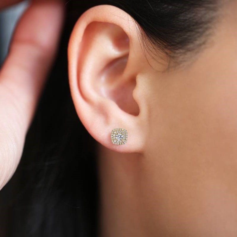 עגילי יהלומים דגם DOUBLE HALO