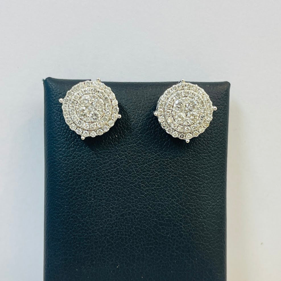 עגילי זהב לבן 14K משובצים 0.80 קראט יהלומים טבעיים צבע F נקיון VS מק"ט 314