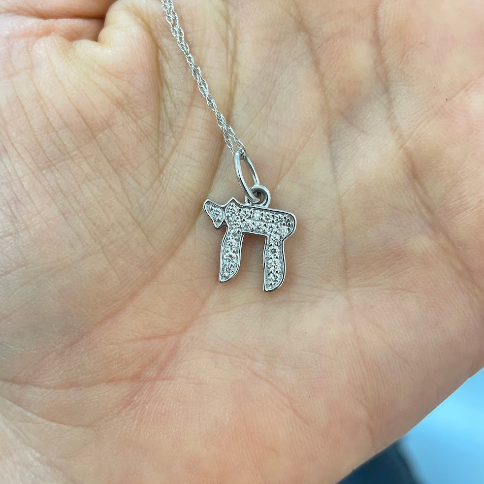 שרשרת חי זהב לבן 14K משובצת 0.30 קראט יהלומים טבעיים צבע F נקיון VS מק"ט 328