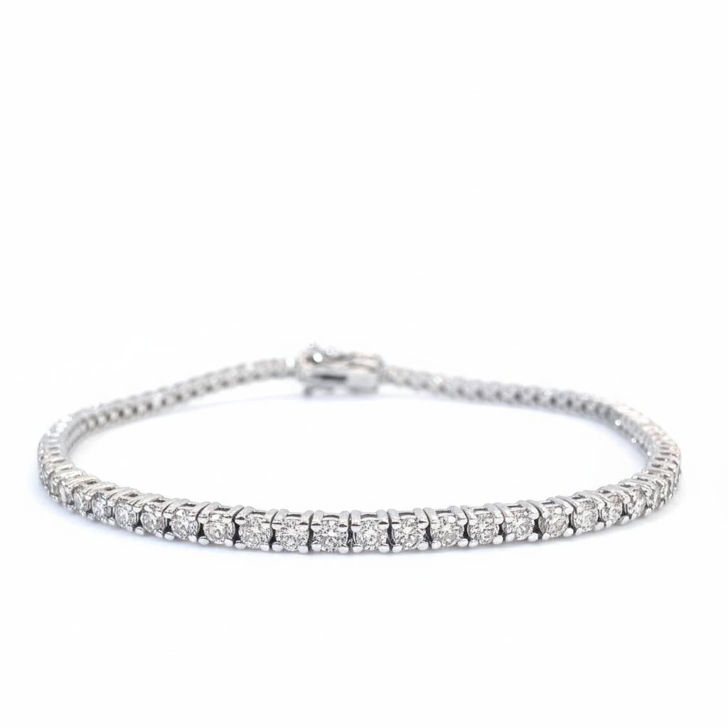 צמיד טניס יהלומים טבעיים 2.00 קראט יהלומים צבע F ניקיון VS זהב 14K לבן מק״ט 812