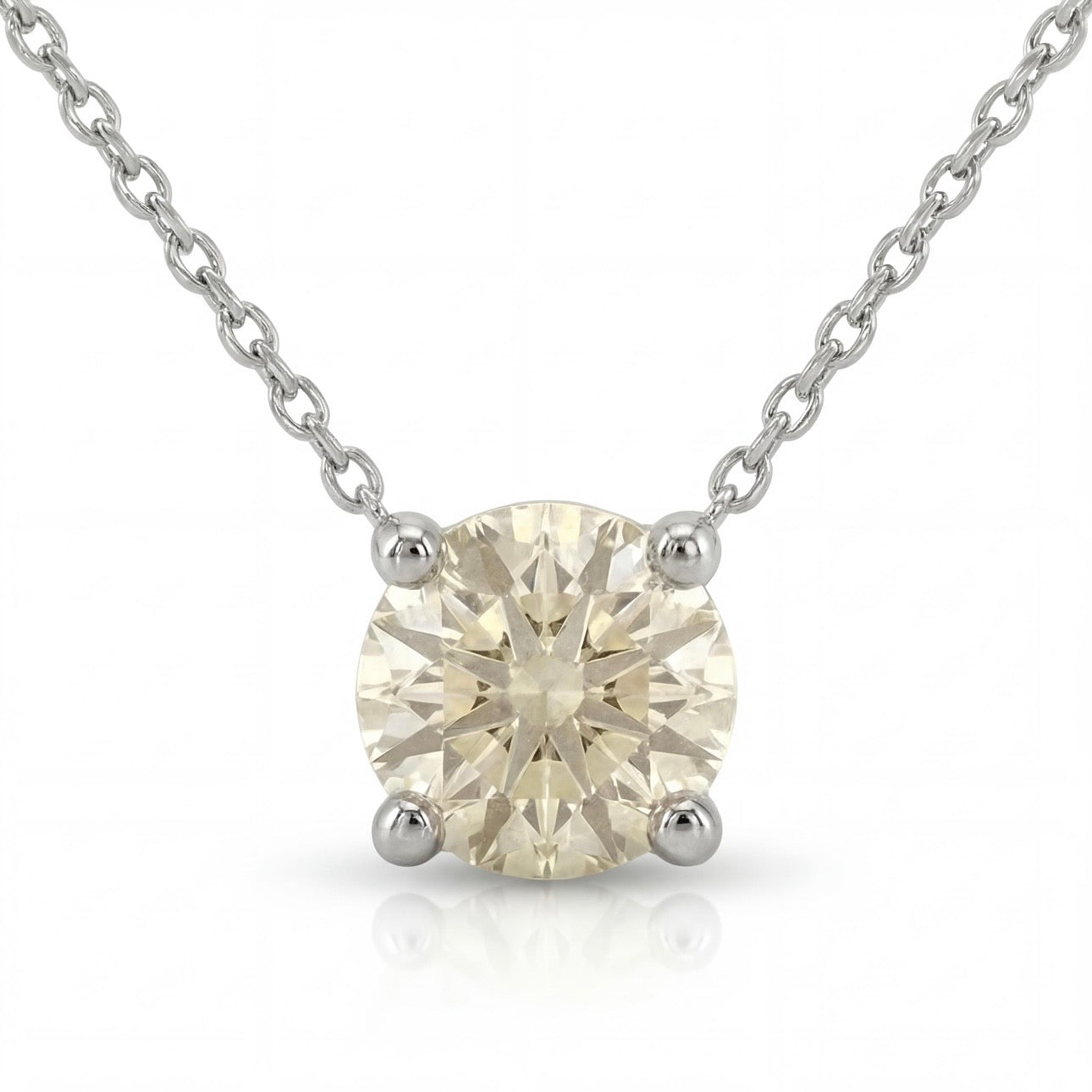 שרשרת זהב 14K לבן יהלום טבעי עגול 0.40 קראט מק״ט 1014