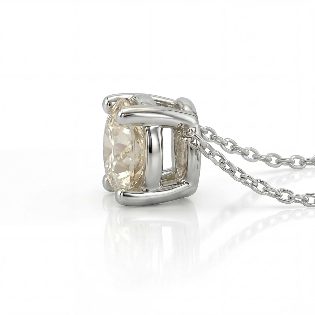 שרשרת זהב 14K לבן יהלום טבעי עגול 0.40 קראט מק״ט 1014