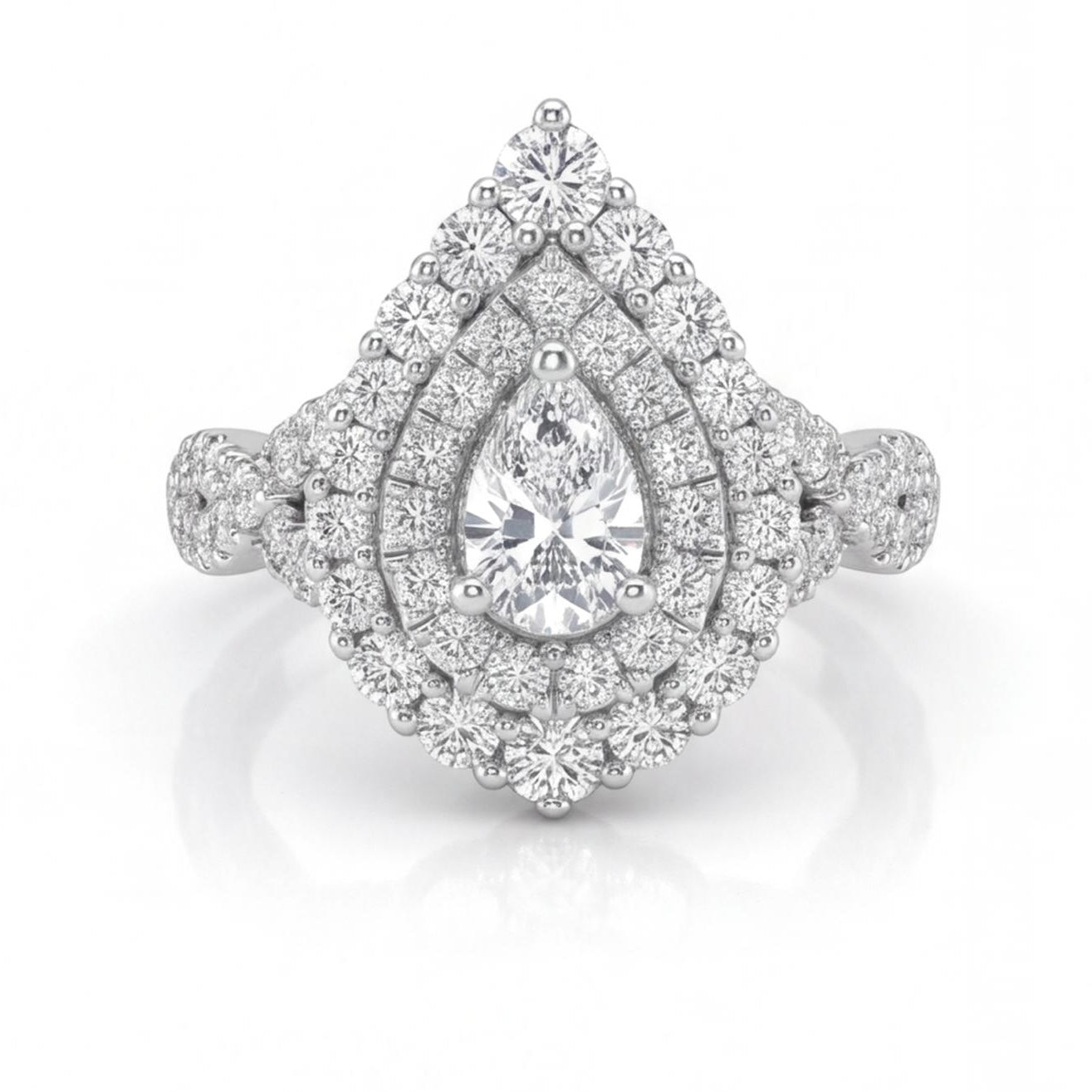 טבעת טיפה זהב 14K לבן יהלומים 1.00 קראט מק״ט 997