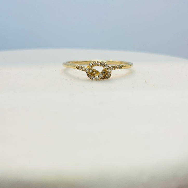 טבעת צמה יהלומים טבעיים 0.10 קראט צבע F ניקיון VS זהב צהוב 14K מק"ט 602