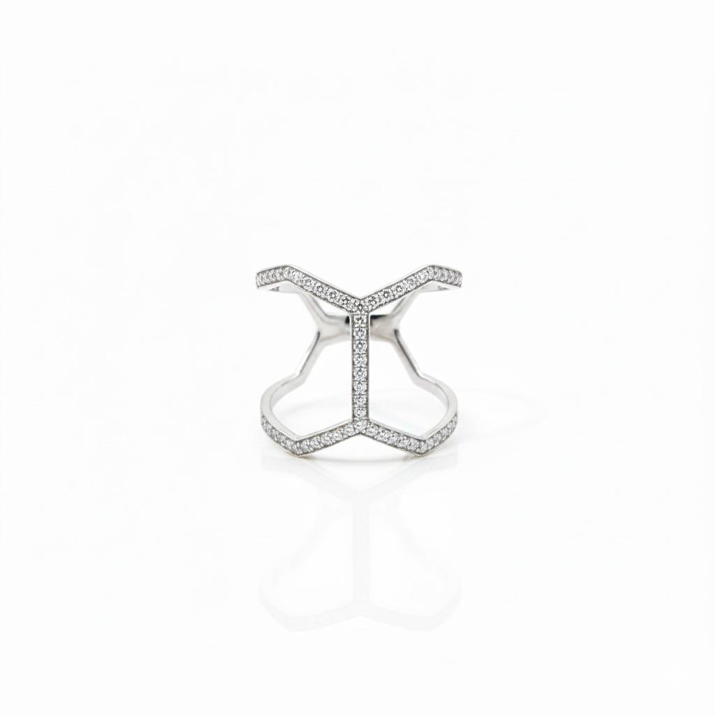 טבעת 14K כפולה יהלומים טבעיים 0.36 קראט מק״ט MN21