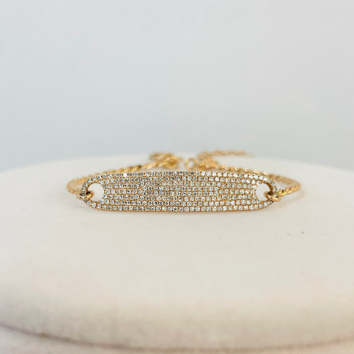 צמיד פלטה רוז גולד 14K משובץ 0.55 קראט יהלומים טבעיים צבע F נקיון VS מק"ט 367