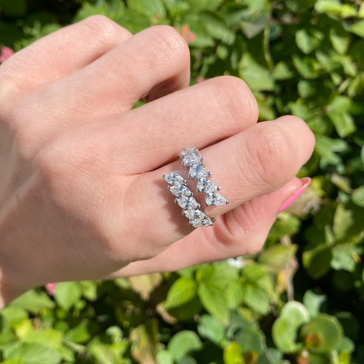 טבעת יהלומים 2 קראט מרקיזות וטיפות