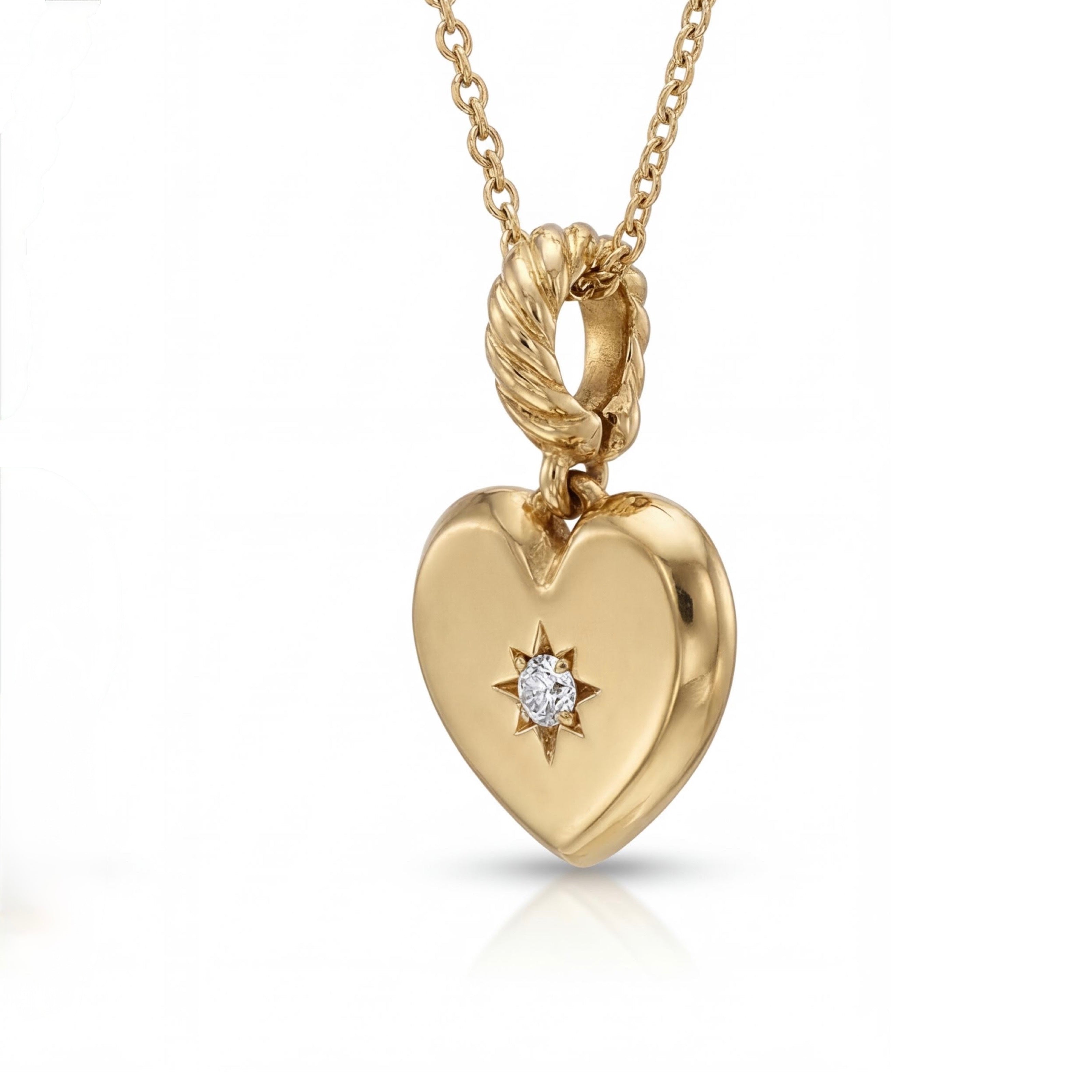 שרשרת זהב 18K צהוב עם תליון לב עם יהלום מק״ט 875