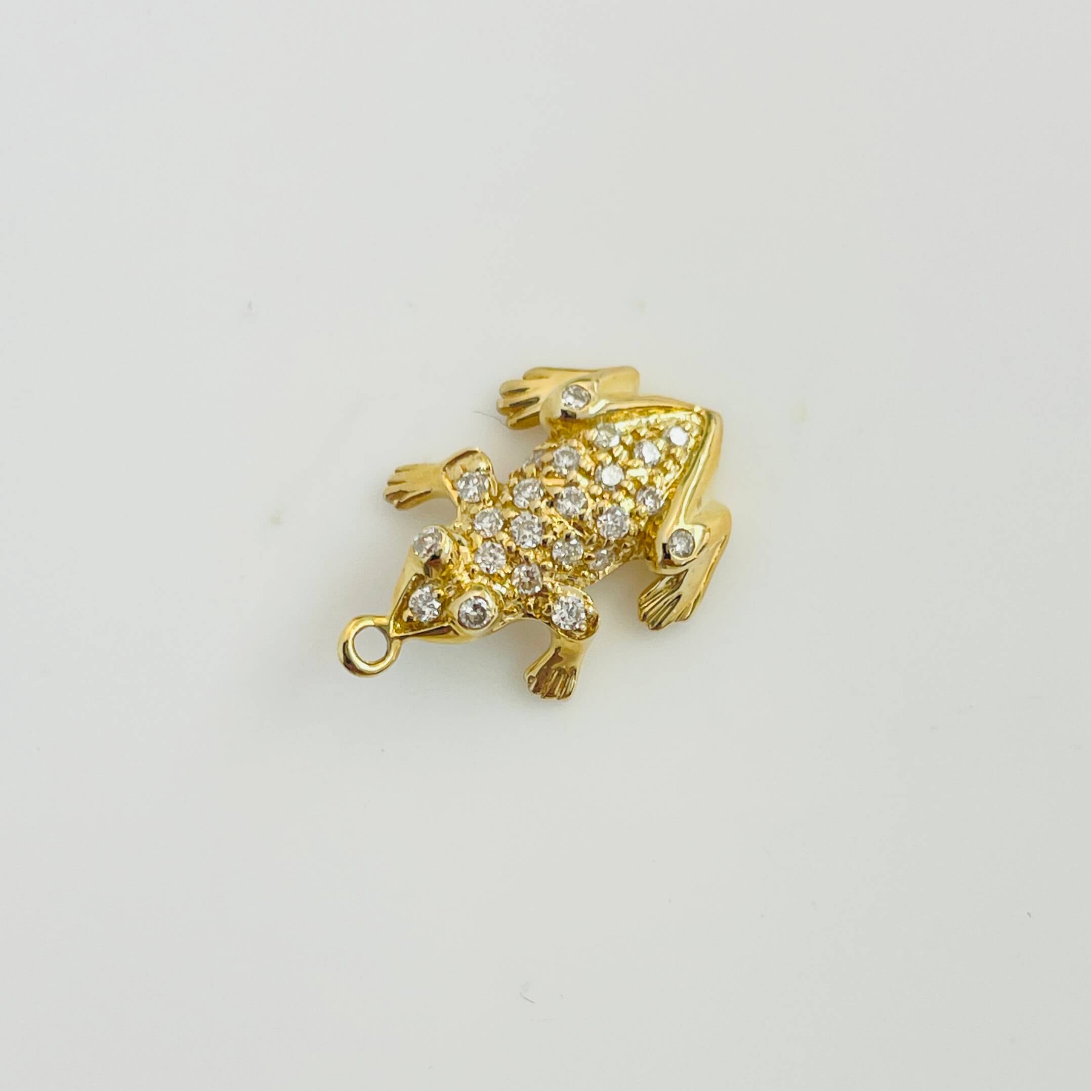 תליון יהלומים בצורת צפרדע 0.17 קראט צבע F ניקיון VS-SI זהב 14K מק״ט 645