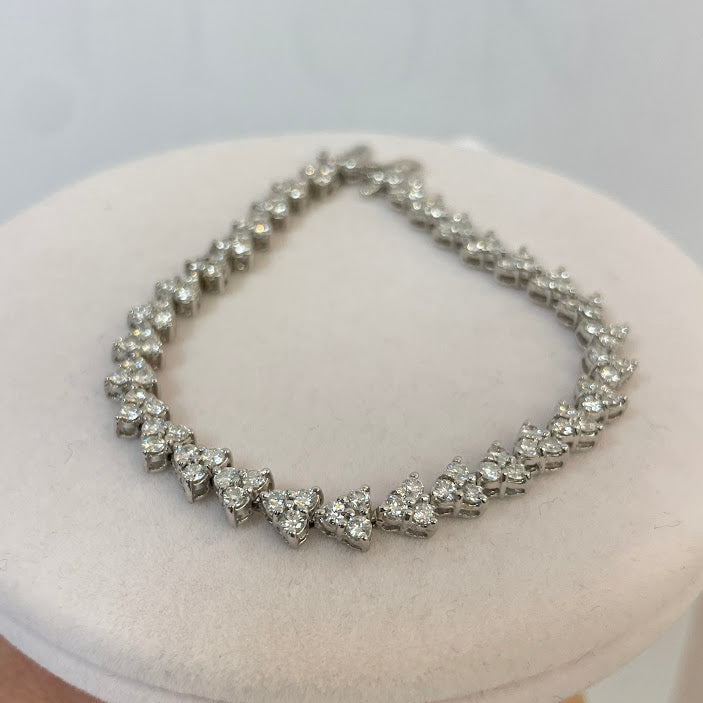 צמיד טניס זהב לבן 14K משובץ 4.00 קראט יהלומים טבעיים צבע F נקיוןVS מק"ט 457