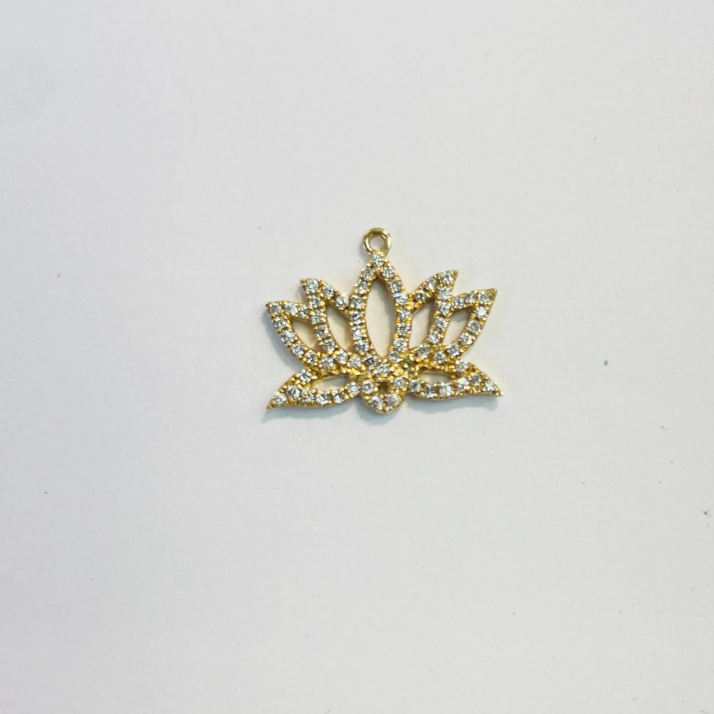 תליון יהלומים טבעיים 0.18 קראט בעיצוב פרח יהלומים צבע F ניקיון VS-SI זהב 14K צהוב מק״ט 639