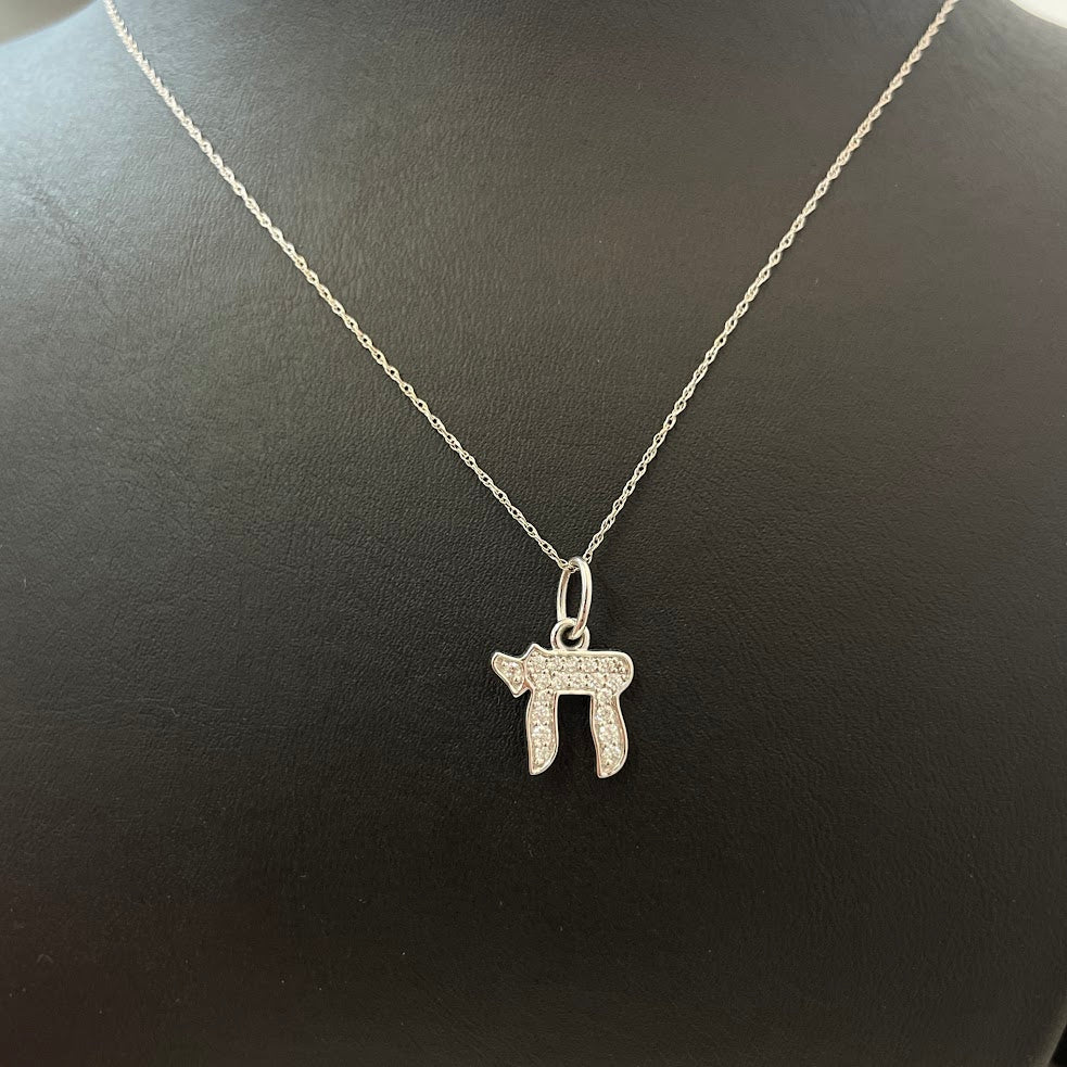 שרשרת חי זהב לבן 14K משובצת 0.30 קראט יהלומים טבעיים צבע F נקיון VS מק"ט 328