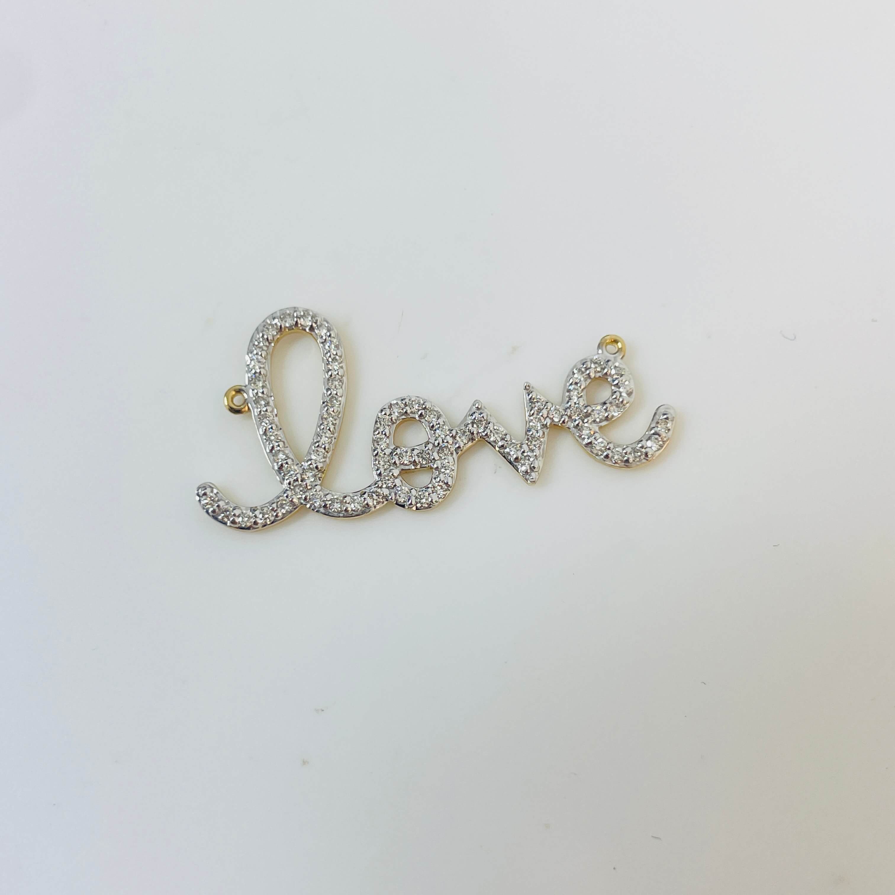 תליון יהלומים "Love" יהלומים טבעיים 0.31 קראט צבע F ניקיון VS-SI זהב 14K צהוב מק״ט 687