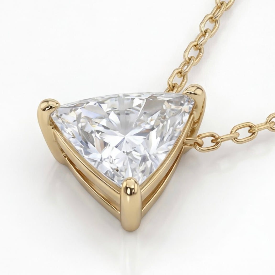 שרשרת זהב 14K צהוב יהלום משולש טבעי 1.04 קראט מק״ט 1022