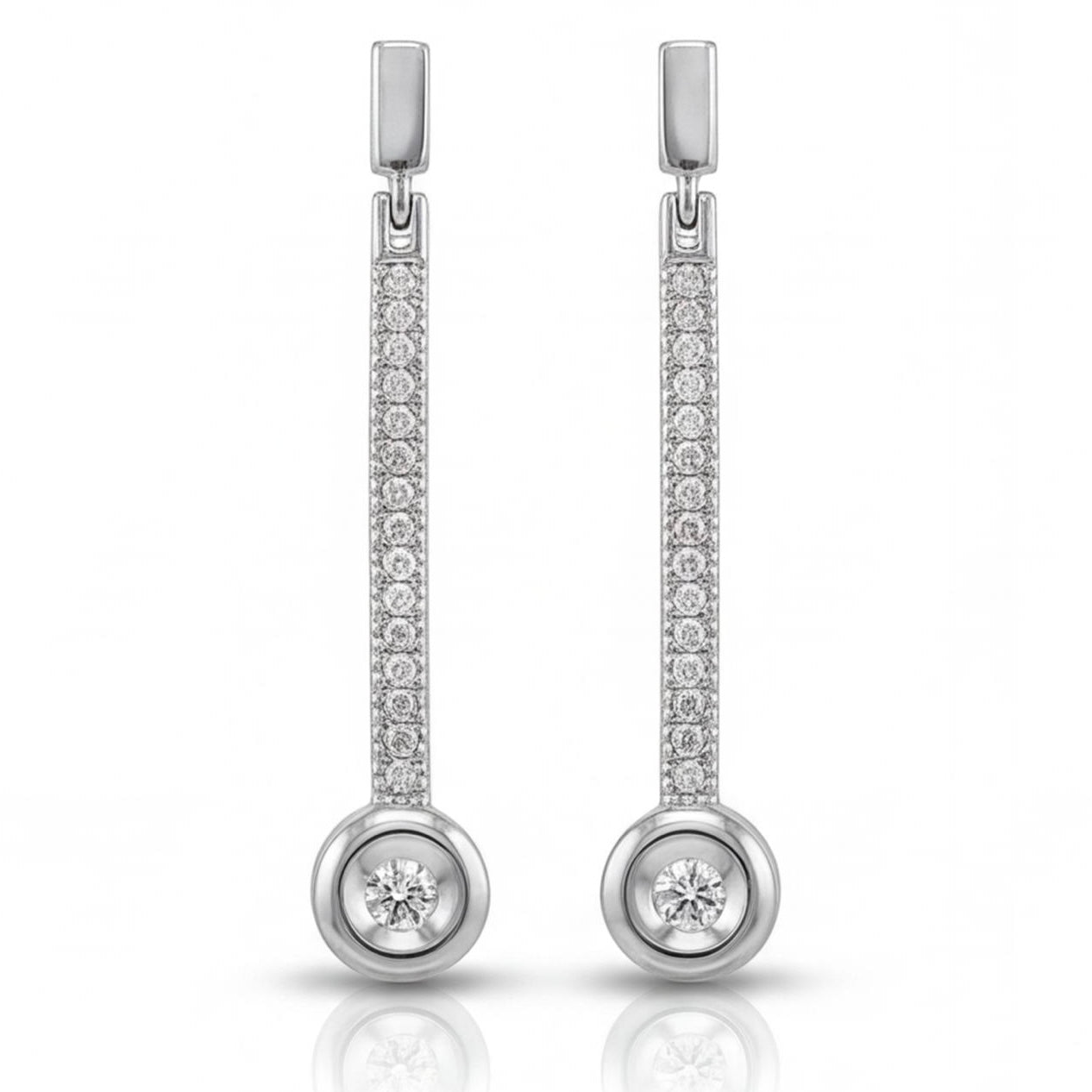 עגילי מוט זהב 14K לבן יהלומים 0.35 קראט מק״ט 985