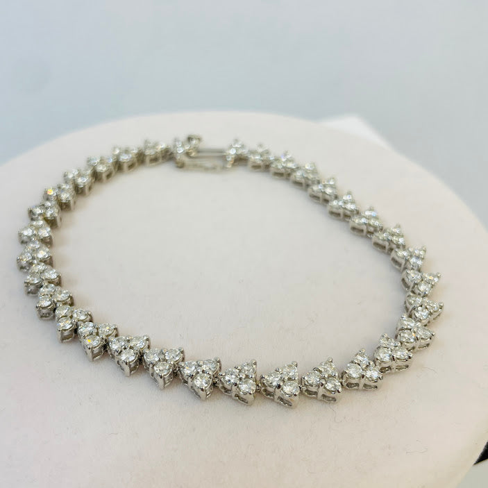 צמיד טניס זהב לבן 14K משובץ 4.00 קראט יהלומים טבעיים צבע F נקיוןVS מק"ט 457