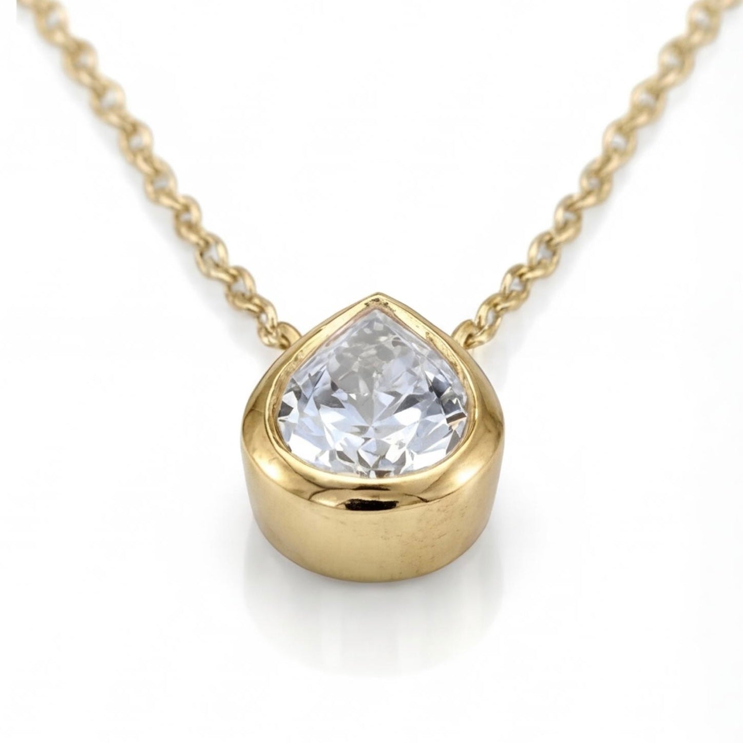 שרשרת זהב 14K צהוב יהלום טיפה טבעי 0.50 קראט מק״ט 1021