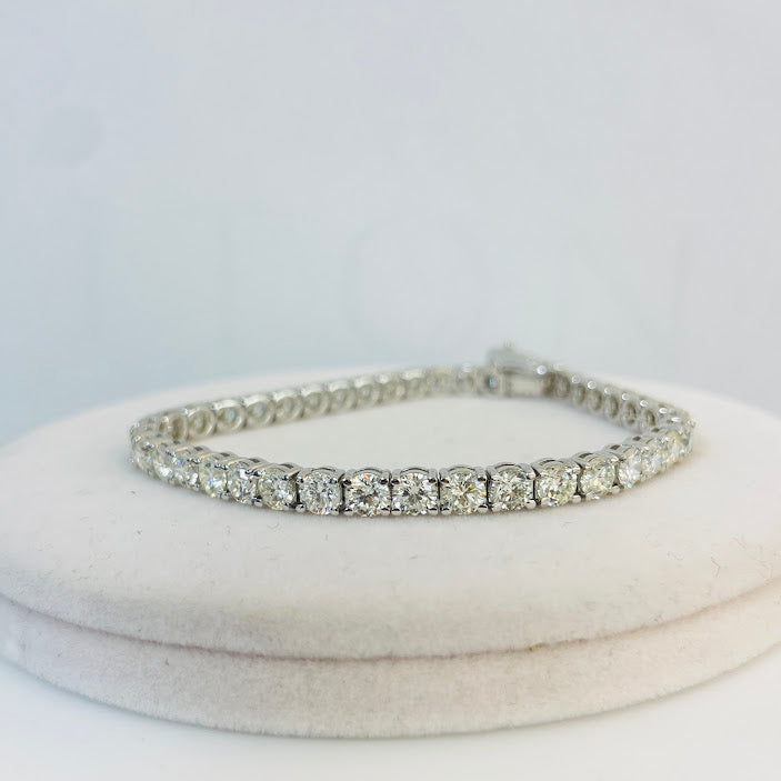 צמיד טניס זהב לבן 14K משובץ 10.20 קראט יהלומים טבעיים צבע F נקיון VS מק"ט 397