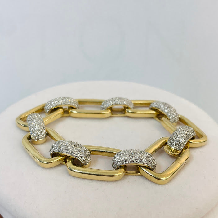 צמיד חוליות מעוצב זהב צהוב 14K משובץ 4.00 קראט יהלומים טבעיים צבע F נקיון VS מק"ט 467