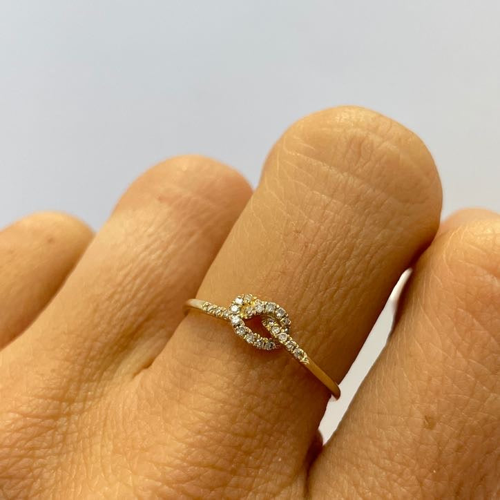 טבעת צמה יהלומים טבעיים 0.10 קראט צבע F ניקיון VS זהב צהוב 14K מק"ט 602