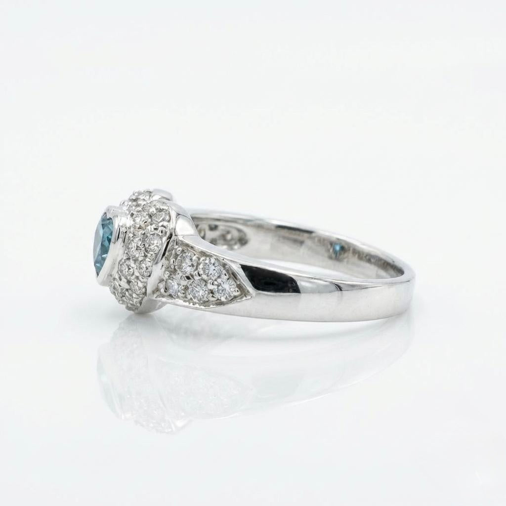 טבעת יהלום לב כחול זהב 14K יהלומים 0.96 קראט מק״ט 38