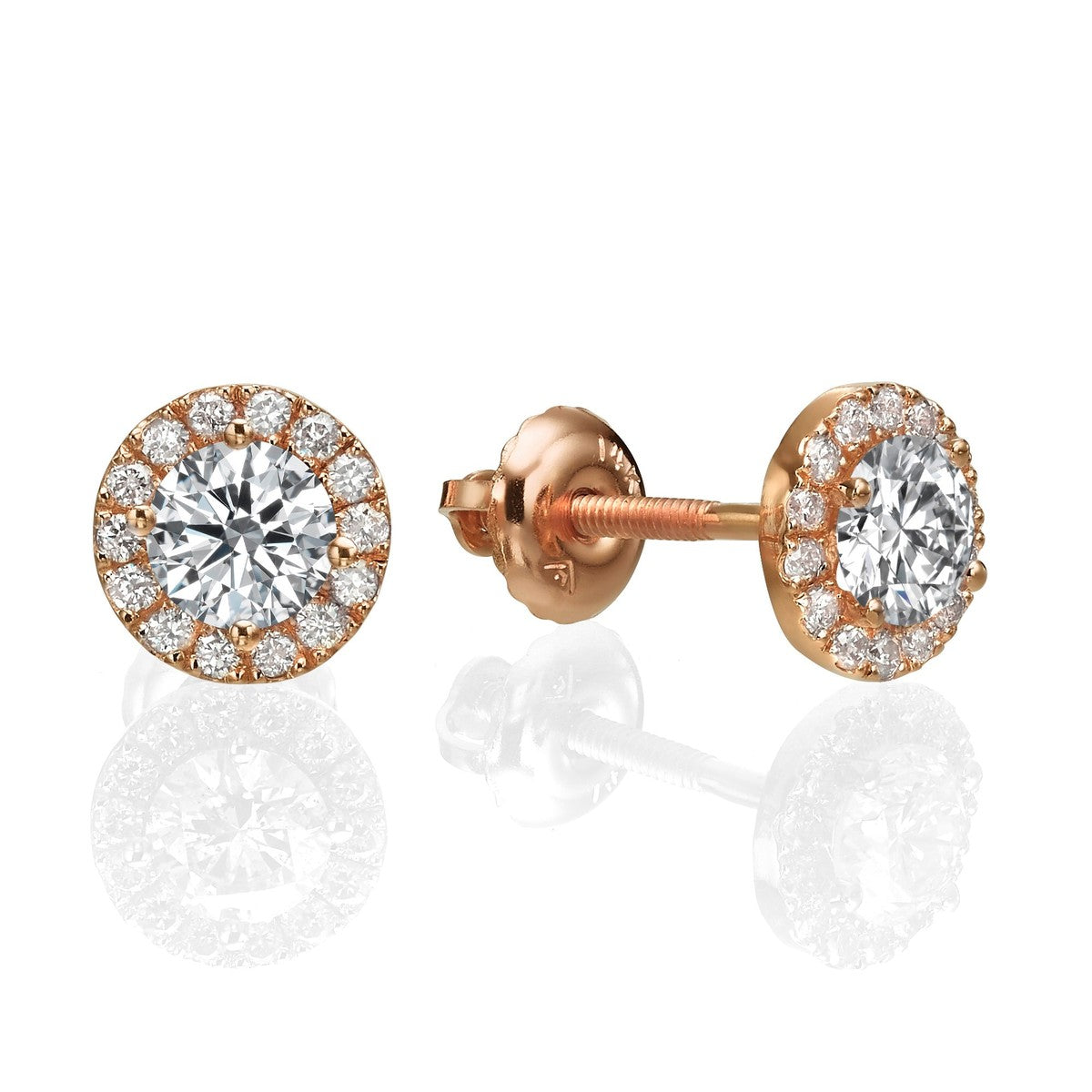 עגילי יהלום דגם HALO