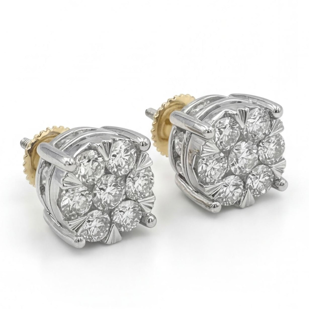 עגילי זהב 14K לבן יהלומים 1.60 קראט מק״ט 986