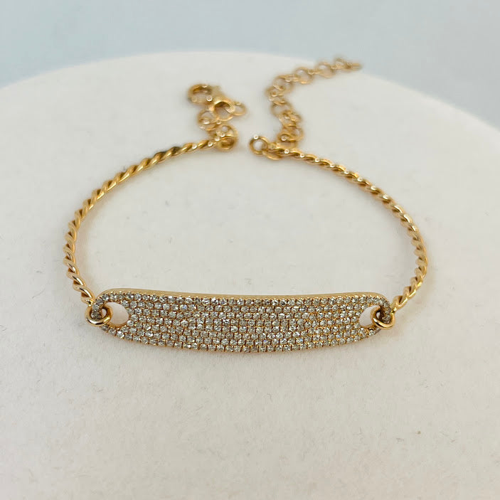 צמיד פלטה רוז גולד 14K משובץ 0.55 קראט יהלומים טבעיים צבע F נקיון VS מק"ט 367