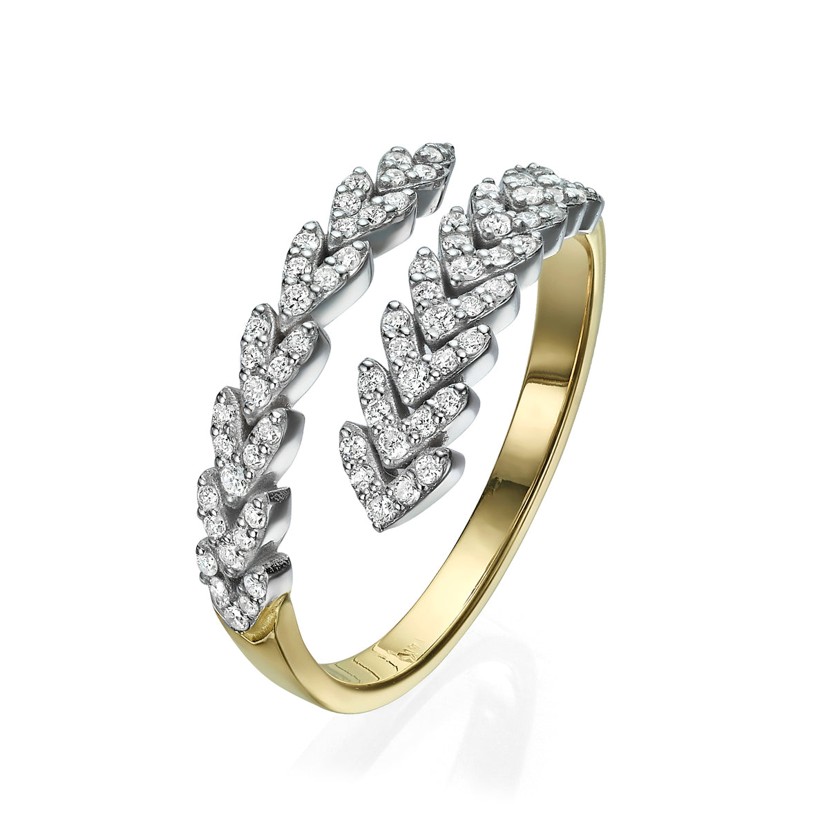 טבעת יהלומים עלים