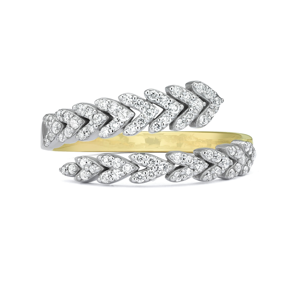 טבעת יהלומים עלים