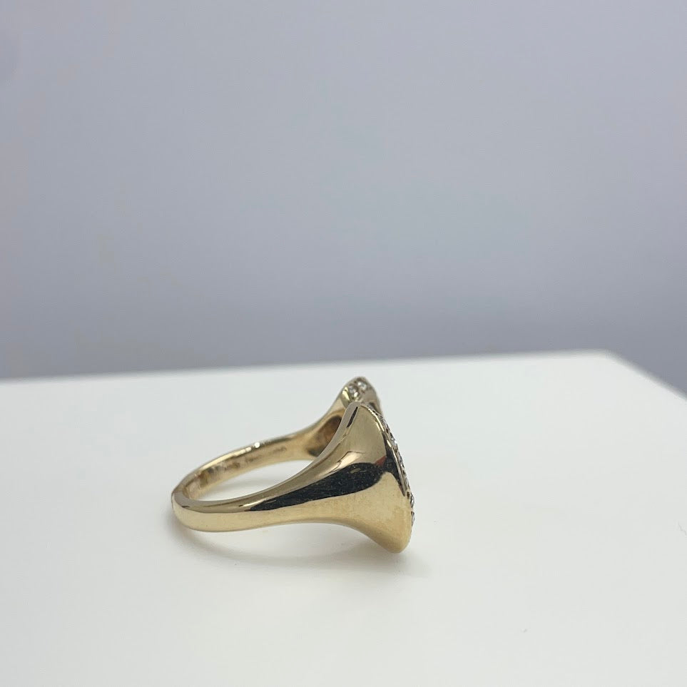 טבעת זהב צהוב 14K וינטג' משובצת 1.00 קראט יהלומים טבעיים ROSE CUT צבע F נקיון VS מק"ט 93